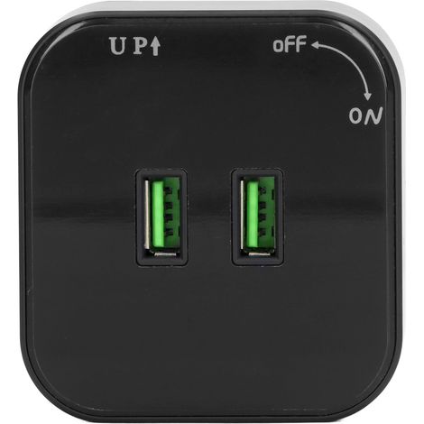 Lot 2 Prises USB Double Adaptateur Rail Carré Prise Murale Sans Fil Extension 110-250V (1/5)