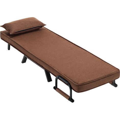 Fauteuil convertible 3-en-1 avec fonction lit, dossier réglable, cadre en métal, 65x78x75 cm, coloris lin (1/5)