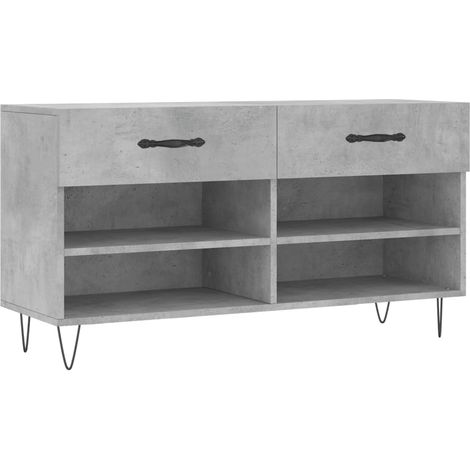 Banc à chaussures bottes commode étagère meuble entrée rangement 102 x 35 x 55 cm bois d'ingénierie gris