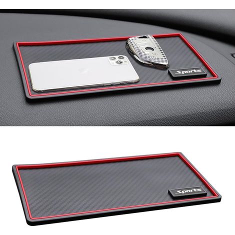 Tapis De Tableau De Bord Antidérapant pour Voiture, Tapis Antidérapant Universel pour Tableau Bord, Voiture Dash Mat Anti-Slip Lunettes Soleil GPS avec Clé(Texture Fibre Carbone) (1/5)