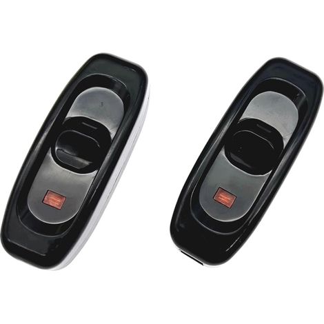 2 x AC 250V 10A Torpedo Switch Black Lamp Cord Cable Switch with LED Indicator for Small Appliance or Lamp (1/5)