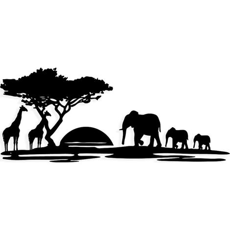 Décoration murale en métal Nature Baobab et animaux (1/4)