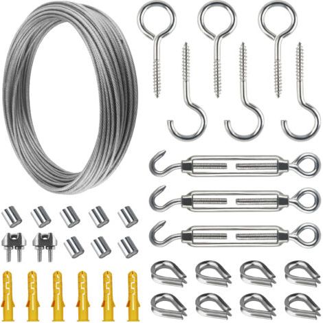 Corde en Acier Inoxydable à Suspendre Kit,15M Cable en Acier Inoxydable Revêtu avec M5 Tendeur Câble pour Suspension Lumineuse,Plante Grimpante,Corde a Linge,Rideau,Rambarde (1/5)