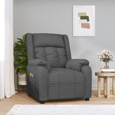 Massagesessel Elektrisch Dunkelgrau Stoff