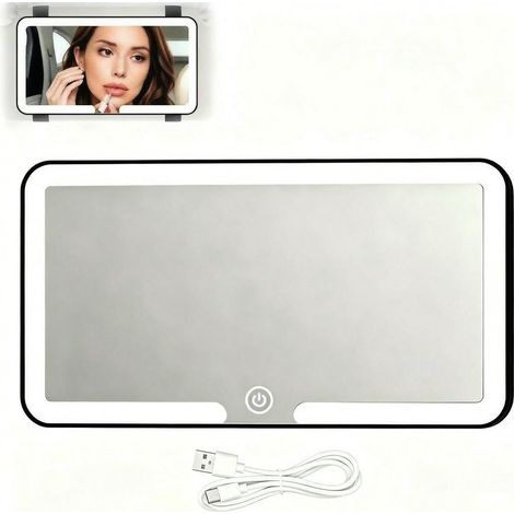 Miroir Pare Soleil Voiture, avec 3 Modes Lumières Rechargeable, Noir (1/5)