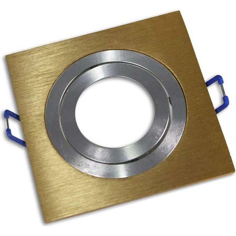 Porta faretto ad incasso quadrato acciaio orientabile portafaretto per soffitto supporto faretti con molle foro 92 mm Oro/Silver (1/2)