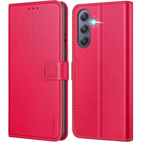 Handyhülle Samsung Galaxy A35 5G Leder Klapphülle Rot Magnetic Stand (1/5)