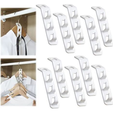 10 Pièces Cintre Gain de Place,Crochet Cintre Crochet pour Cintres Gain de Place Max Cintres Gain de Place,Crochets a Vêtements en Cascade (1/5)