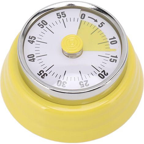Mechanischer Timer mit Sichtfenster aus Edelstahl für Büro und Arbeitszimmer, hellgelbe Farbe (1/5)
