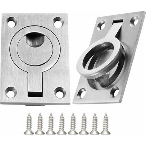 Poignée de Tiroir 2 Pièces Casier Cabinet Poignée Poignées en Acier Inoxydable Bateaux Poignée Marine Trappe Encastrée pour Bateau Poignée de Traction Encastrée avec 8 Vis (64 x 46 mm) (1/5)