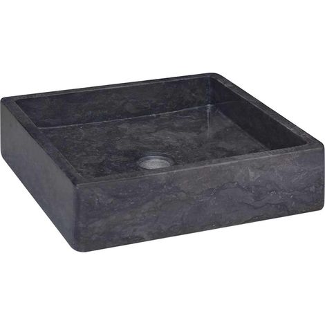 Vasque à poser Lavabo à poser - Noir 40x40x10 cm Marbre BV364296 - BonneVie (1/5)