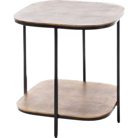 Amadeus - Console ronde 2 niveaux en aluminium doré Ø53 cm (1/2)