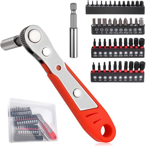 Coffret Tournevis à Cliquet 45 en 1 - 36 Dents avec Embouts Magnétiques (Hex, Torx, Phillips, Pozidriv) - Idéal pour Espaces Confinés - Multifonction (1/4)