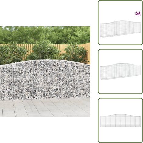 Paniers à gabions arqués 6 pcs 400x50x100/120 cm Fer galvanisé - Panier Gabion - Gabion - Clôture Gabion - Décoration Jardin - Mur Gabion (1/5)