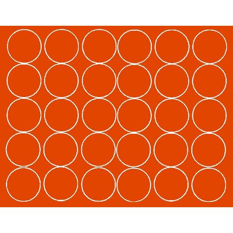 Adesivi circolari da 8 cm, 30 pezzi, a pois, arancioni opachi.