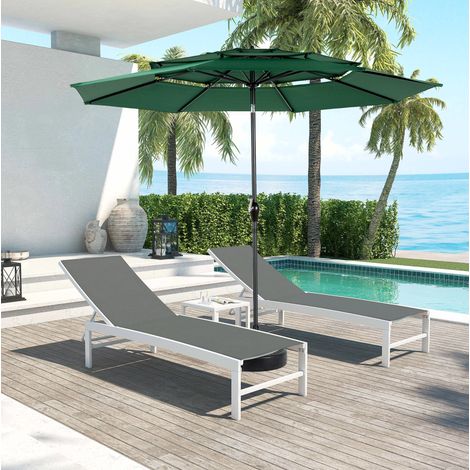 Parasol 294x294x250 cm de metal y poliéster verde oscuro, inclinable para terraza FloraGrace (1/5)