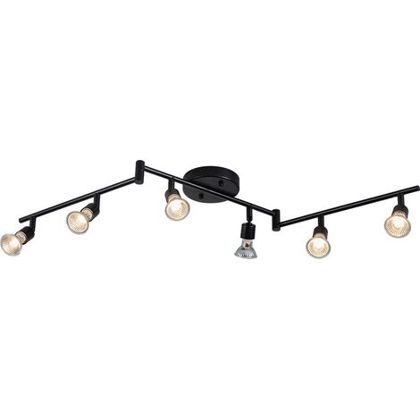 Plafonnier LED 6 Spots Orientables Noir 102 CM (1/4)