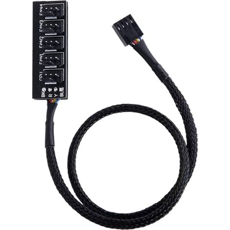 Hub ventilateur PWM 4 broches, connecteur 4 broches pour ventilateur CPU, hub ventilateur PC, ordinateur CPU/boîtier ventilateur puissance connecteur multiple répartiteur adaptateur câble pour ordinat (1/5)