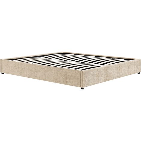 Sommier coffre 160 x 200 cm en tissu chenille - Beige - FIRMEO de YSMÉE