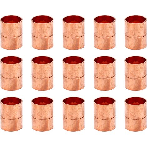 Lot de 15 raccords droits de 15 mm, butée en cuivre, pour climatisation, réfrigération et plomberie (15 x 0,85 mm) (1/5)