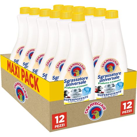 Chanteclair - Sgrassatore Universale Formato Ricarica, Superpotente, Profumo di Limone, Formula Originale - 12 Flaconi da 750 ml (1/5)