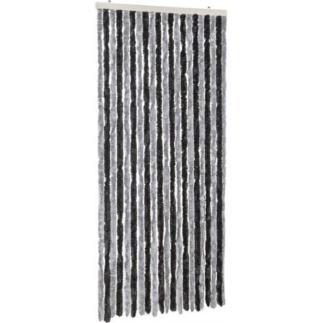 Rideau anti-mouches gris et noir 90x220 cm chenille CFW65133 (1/5)