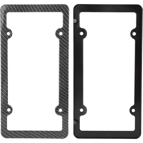 Deux caches de plaque d'immatriculation en fibre de carbone avec capuchons à vis, adaptés aux voitures américaines. (1/5)