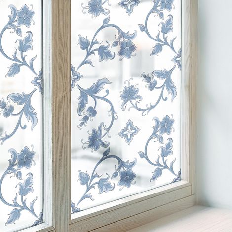 Film pour Vitre Intimité 100x100 Vitrail Collés sur le Verre Décoratif Adhésif pour Chambre Cuisine Salle de Bain PVC Protection ornement floral (1/5)