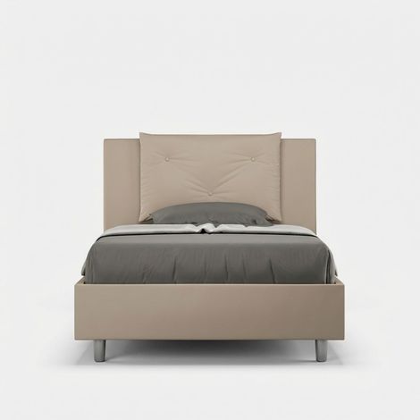 Polsterbett mit Bettkasten 120x200 französisches Halbplatz Appia P1 - Beige
