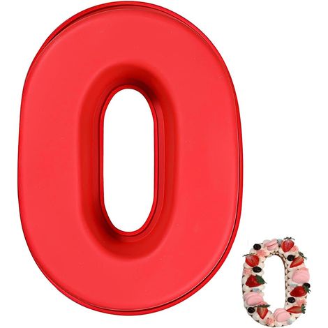 Number 0 Cake Tins Mould, 3D Large Silicone Numbers Cake Molds, DIY Baking Cake Forms, Non-Stick Cake Pans for Birthday and Anniversary (1/5)