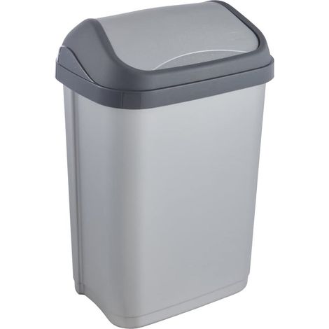 Poubelle avec couvercle basculant, 10 l, Swantje, argent (1/5)