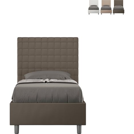 Lit simple pour enfants avec unité de rangement 80x190 en simili-cuir moderne Sunny S Marron - Modèle standard (1/5)