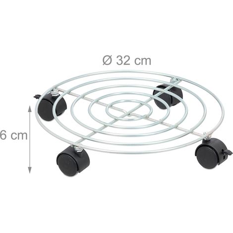 Set di 4 supporti rotondi per piante altezza 32 x 32 x 10 cm mobilità su ruote design elegante in acciaio nero 130014996