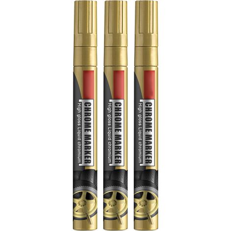 [Yuexinghui] Stylo de peinture et de revêtement pratique pour jantes de voiture, personnalisable avec des graffitis et des couleurs changeantes (3 stylos, en boîte) Or (3 stylos/boîte)