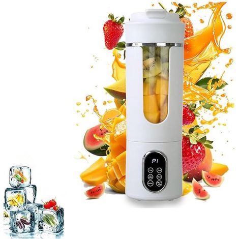 Blender portable - 530 ml - Blanc - Blender rechargeable avec affichage numérique et grande capacité - Interface USB-C, nettoyage automatique (1/5)