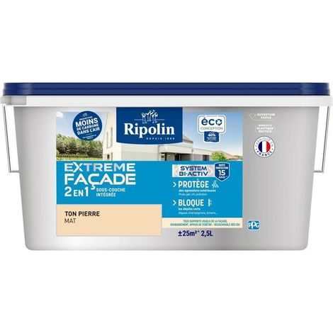 Pintura extrema fachada 2 en 1 - Ton Piedra - Mate - Ripolin - 2,5L (1/4)