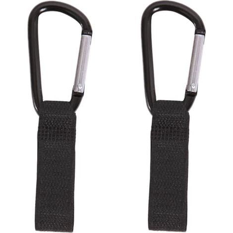 Lot de 2 crochets pour poussette, mousqueton noir (1/3)