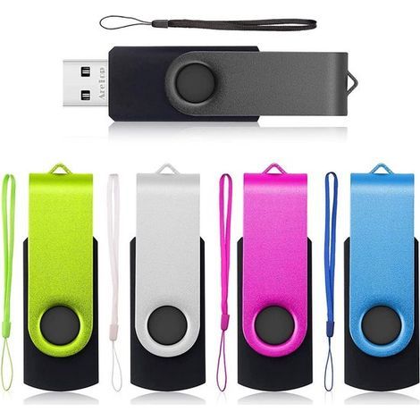 Clé USB 32 Go, lot de 5, clé USB 2.0/USB 2.0 rotative en métal multicolore haute vitesse (multicolore) (1/5)