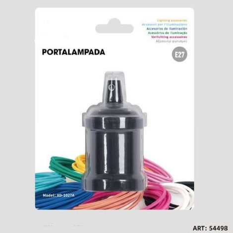 Kaela - Portalampada E27 In Alluminio Vintage Retrò Colore Nero Lampada Decorativa 54498 - (1/2)
