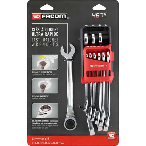 Set aus 10 Schnell-Knarre-MischschlÃ¼sseln im Pocket-Etui 8-in-1 FACOM 467BR.JP10PB (1/5)