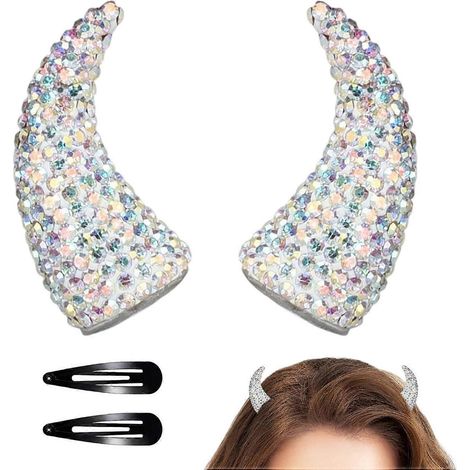 Cornes magnétiques en strass pince à cheveux cornes de diable colorées pour Halloween et cosplay filles et femmes (1/5)