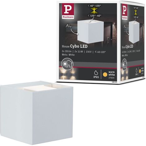 Kit Spot en saillie spécial Cybo LED 2x3W, 230V, IP65, carré, 80x80 mm, Blanc, Alu (1/5)