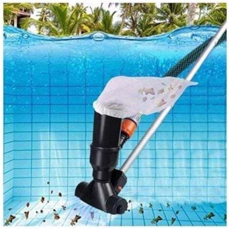 Tragbarer Poolsauger für Aufstellpools, Whirlpools, Springbrunnen und Jacuzzis – Schwarzer Unterwassersauger mit Laubsaugkopf und 5-teiligem Griff (1/5)
