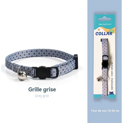 Collier pour chat avec clochette - Sécurité anti-étranglement - Couleurs tendance - Convient aux chats ayant un tour de cou de 15 à 30 cm