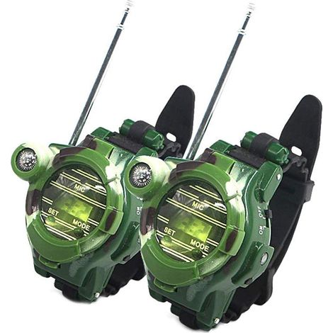 Lot de 2 radios-réveils talkies-walkies pour enfants, longue portée, bidirectionnels, motif camouflage, jouets militaires pour l'extérieur.-AquaForge (1/5)
