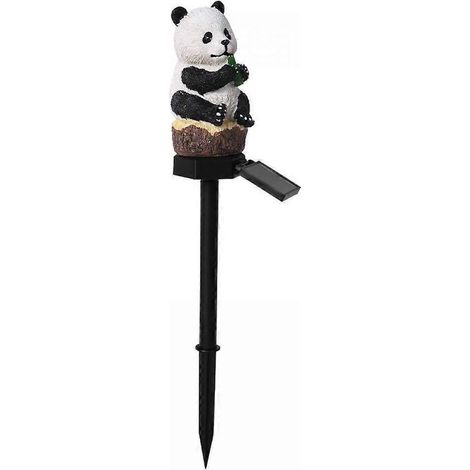 Veilleuse solaire en forme de panda roux pour jardin, lampe LED solaire panda en résine avec piquets de fixation, lampe étanche adaptée aux animaux (1/3)