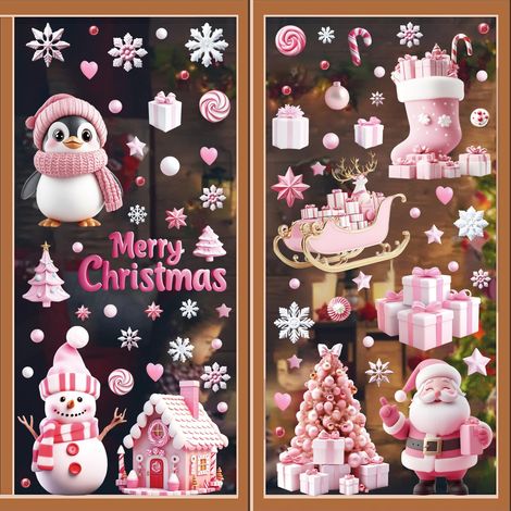 Autocollants Fenêtre Noël Réutilisables et Amovibles, Décoration de Noel Fenetre Stickers DIY Amovibles, Décoration de Noël en PVC pour Vitres (1/5)