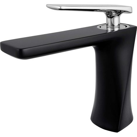 Robinet pour lavabo - Robinet mitigeur pour lavabo, Noir. (Sans garniture d'écoulement) (1/5)