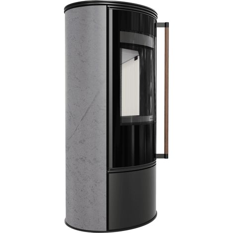 KRATKI ERIK Ofen Ø150 5 5kW GREY SATIN Stahldeckel Griff Jatoba Holz (1/5)