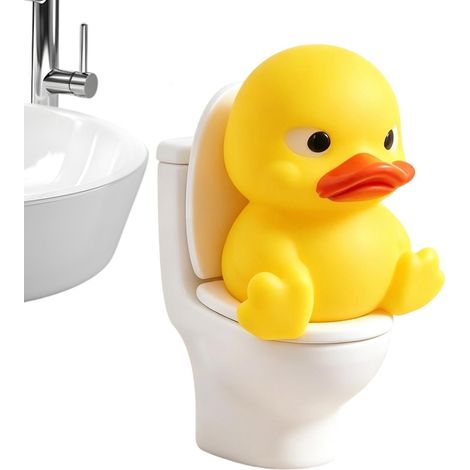 Figurine d'animal assis sur les toilettes - Décoration de salle de bain (1/5)